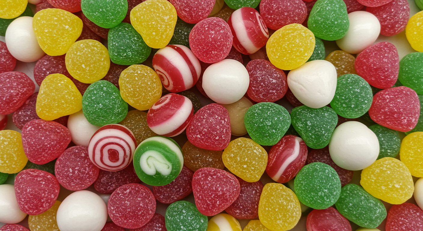 Brightly colored, exquisite candies